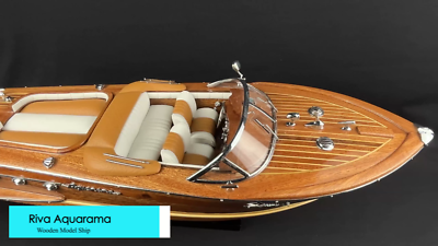 1:16 Vintage Wooden Riva Aquarama Speed Boat Model Ship Top Shelf