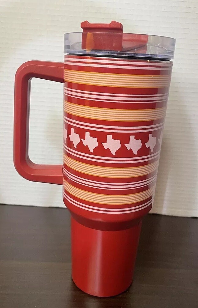 Destination Holiday Texas Valentine’s 40 oz Tumbler with Handle Red & White