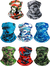 8 Pcs Summer Camo Neck Gaiter Scarf Bandanas for Men Sun Hoods Balaclava Cooling