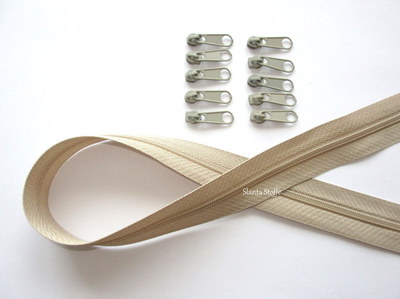 5m Reißverschluss endlos, Spirale 3mm + 15 Schieber/Zipper 33 Farben, Meterware