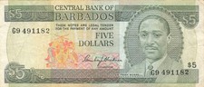 Barbados  -  5 Dollars  -  Serie G9  -  P-32  -  F+