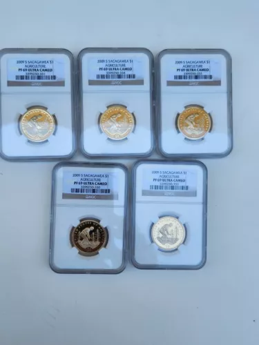 2009-S 1$ SACAGAWEA AGRICULTURE PF69 ULTRA CAMEO NGC Lot of 5