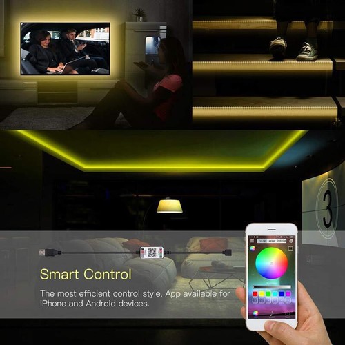LED Strip Light 5V TV Bluetooth Control 5050 RGB USB Plug Flexible Tape Lights - Picture 2 of 12