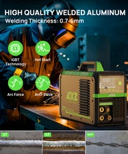 AIXZ Aluminum TIG Welder IGBT AC/DC Pulse HF MMA/Stick Tig Welding Machine 200A