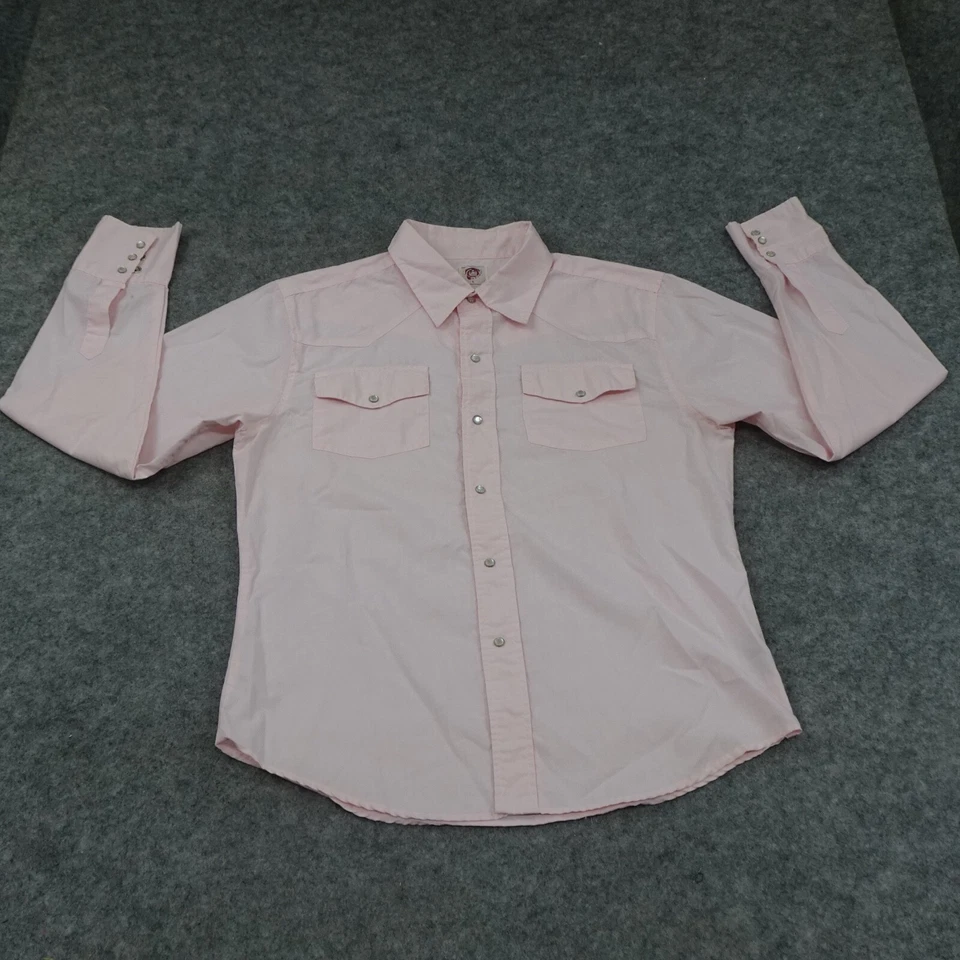 Machine Button Up Shirt Mens Large Western Pearl Snap Pink Cotton Rockabilly - Image 2 of 4