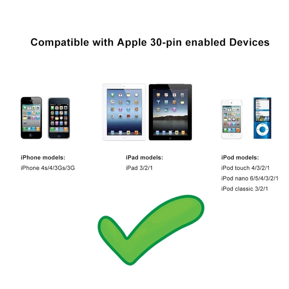 LOTE de cable de datos de carga USB de 3 pies y 30 pines para iPad 1/2/3 iPod Nano 1-6 Foto 3 de 4