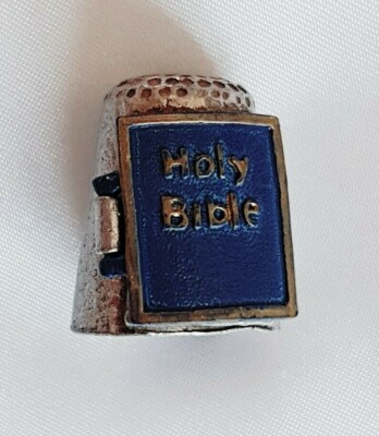  Zinn ~ Bibel Buch ~ Buch öffnet sich zur Offenbarung des Vaterunsers ~ Fingerhut
