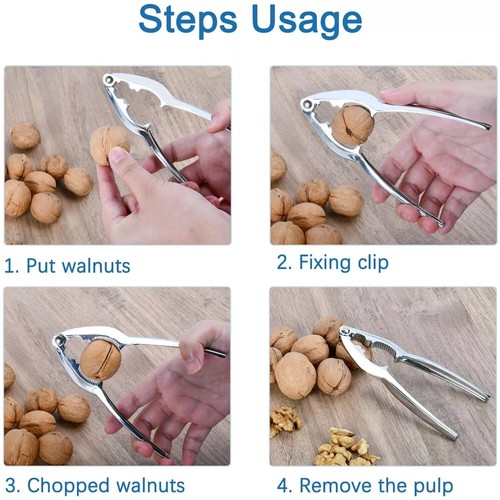 Nut Cracker Plier Sheller Opener Walnut Almond Chrome Kitchen NutCracker - Picture 6 of 10