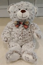 FAO Schwarz Teddy Bear 18" Gray Plaid Bow Tie Soft Plush Stuffed Animal 2017