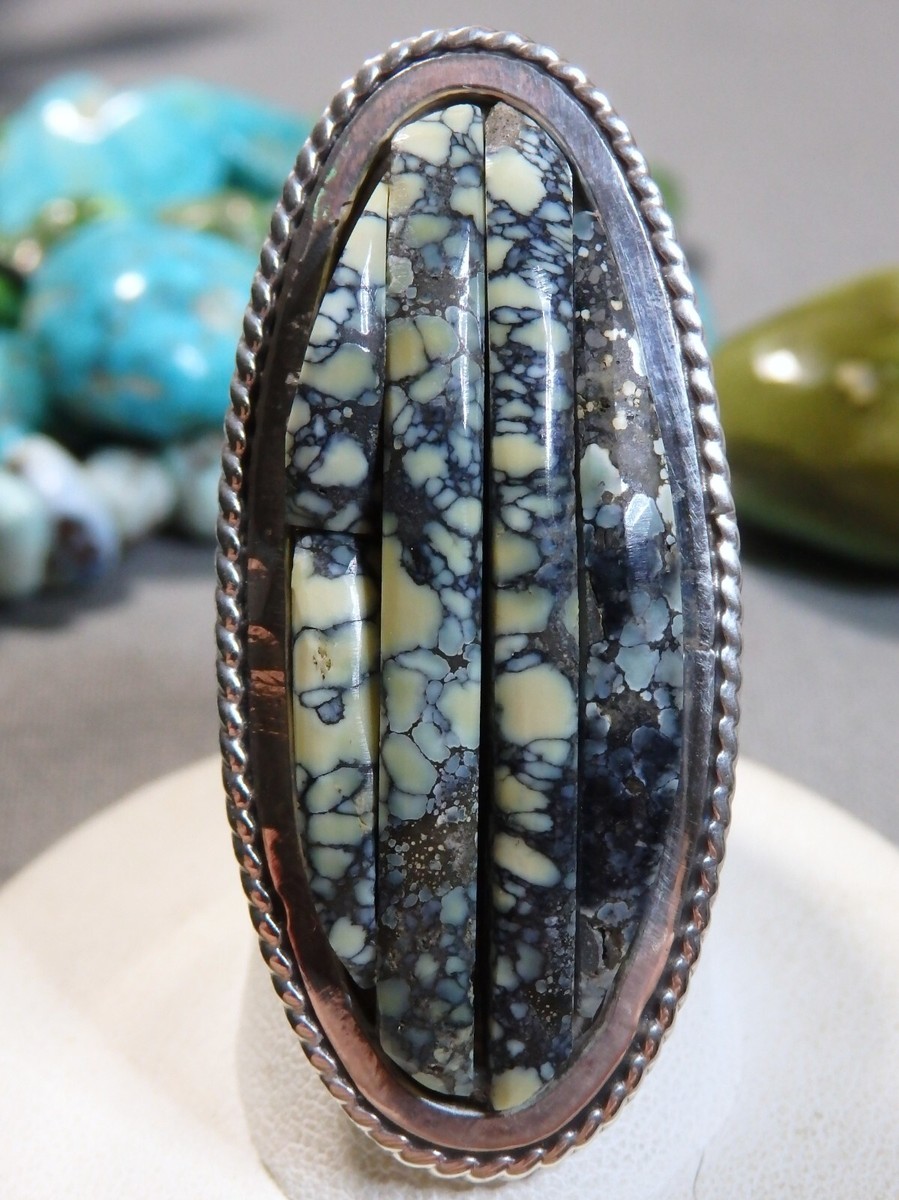 NATIVE American OTTAWA Carlos Eagle DAMELE TURQUOISE STERLING