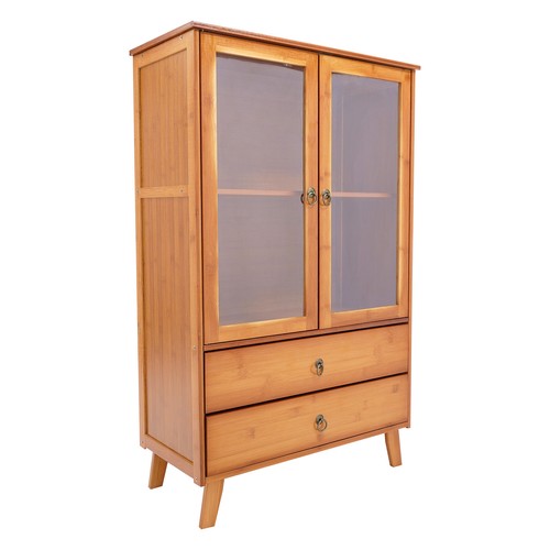 2 Fächer Bambus Küche Sideboard Aufbewahrung Organizer Schrank Freistehend - Bild 5 von 20