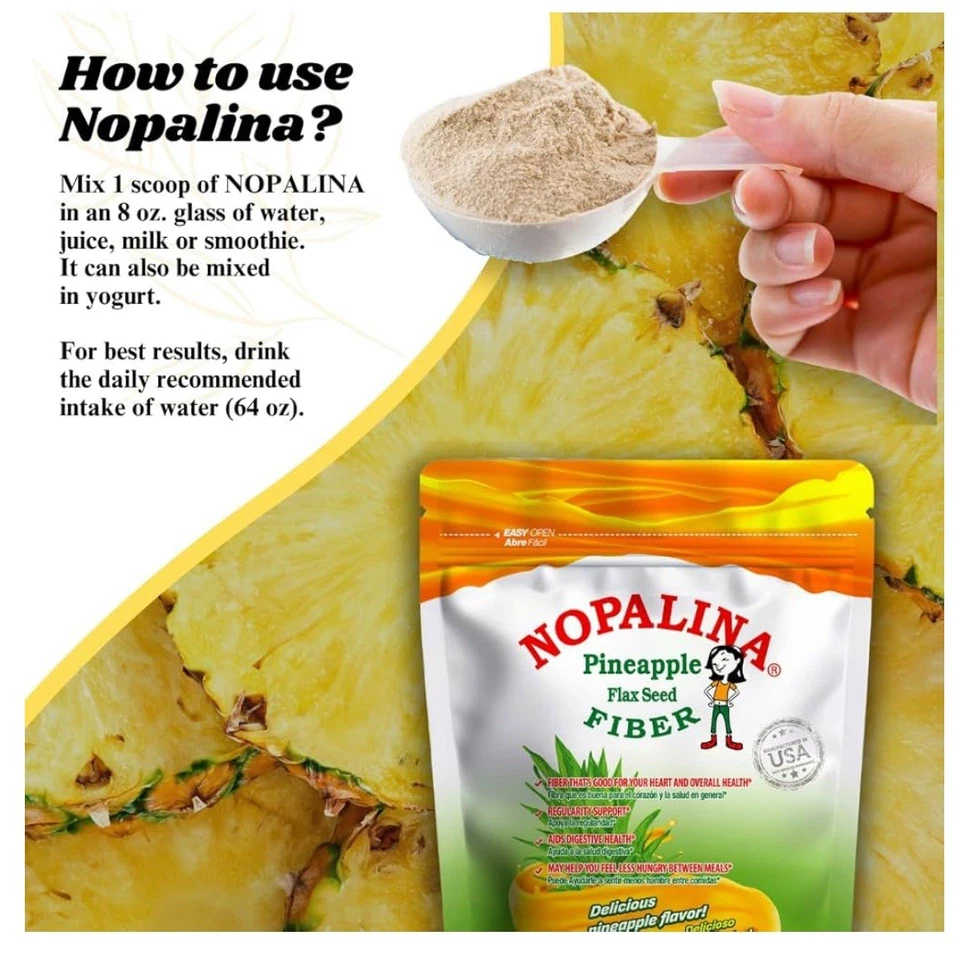 NOPALINA Piña Linaza Fibra 16oz Red. Wt. Foto 4 de 4