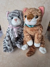 Ty Beanie Baby Orange & grey  Tabby Cats Soft Toys x 2