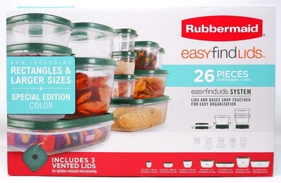 RUBBERMAID 2157957 26PC BLUE SPRUCE EASY FIND LIDS SYSTEM W/3 VENTED LIDS - NEW!