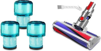 3 Pack Vacuum Filters 1 Pack Soft Roller Head Replacement Parts Compatible