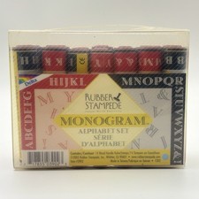 Rubber Stampede Monogram Alphabet Rubber Stamp Set 14 Wood Handle Craft 2002