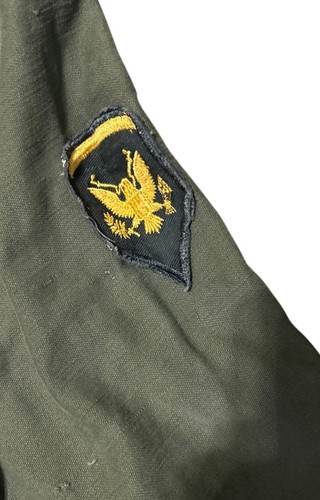Vintage Korean Era U.S. Military Army OG-107 Green Cotton Sateen Shirt M 50s - Picture 12 of 17