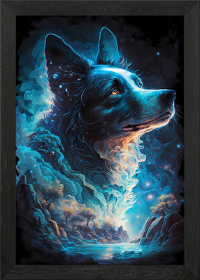 Border Collie Hund illusorisch gerahmtes Wandbild Poster Leinwanddruck Bild