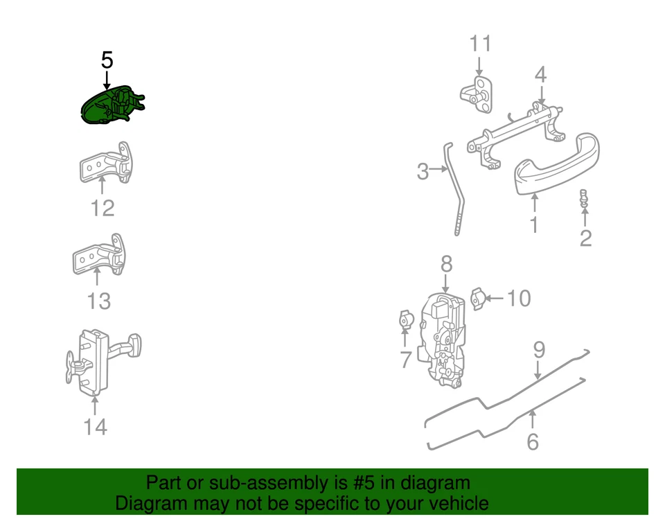 Manija de puerta interior del conductor trasero Saturn Vue 2002-2003 OEM GM 22710831 *Muy oscura Foto 2 de 2