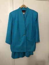 JOSEPH FELDMAN VTG Sz 22/24 Woman s Suit With Skirt Lined Polyester/Rayon Teal