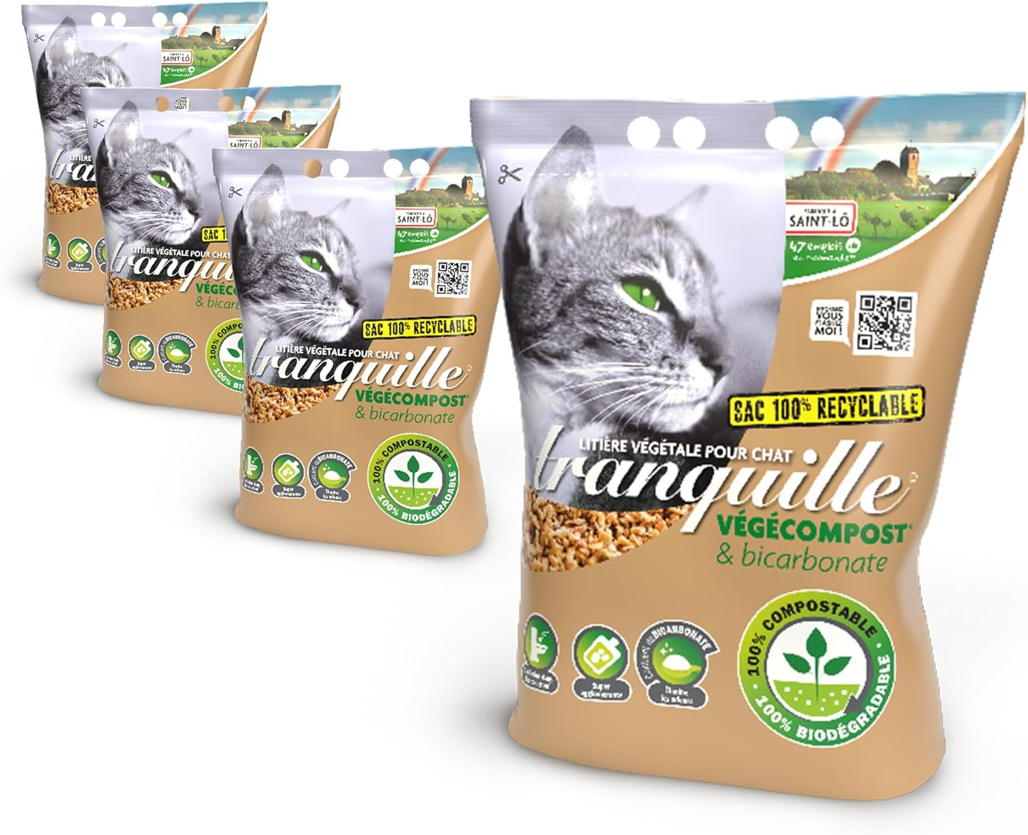 - Lettiera Vegetale per Gatto Agglomerante Vegecompost 4 Litri - Confezione Da 4
