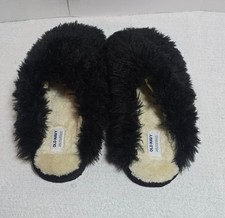 Women's Old Navy Black Faux Fur Slippers Size 9