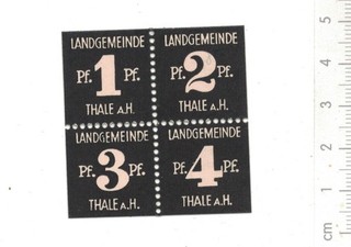 THALE am Harz Viererblock mit 1 2 3 und 4 Pfennig innen gezähnt ohne Rand