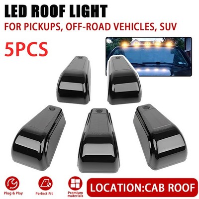 5Pcs Amber Light LED Roof Cab Marker Lamps For Pickup SUV Motorcycle Smoked Lens