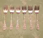 Kirk Stieff Repousse Rose Solid Sterling Silver 6 Forks 6" Monogrammed A 180 Gr