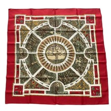 HERMES Scarf Silk Carr 90 Le Songe de Poliphile Poliphile s Dream Red with Box F