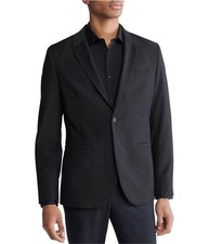 Calvin Klein Mens Beauty One Button Blazer Jacket, Black, Large