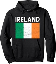 HOT-Ireland Irish Flag Cool Retro Vintage Saint Patricks Unisex Hooded Sweatshir