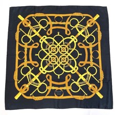 HERMES Carre90 Eperon d'or Scarf Black