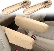2PC Car Front Seat Armrest Covers,Universal Size Seat Arm Rest Beige-2PC