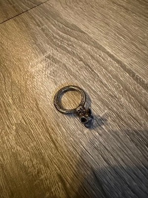 Nicole Silver Ring Rabbit Motif Size 13 Detailed Engraved Design