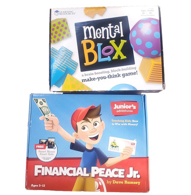 Educational Kids Games Lot Financial Peace Jr Mental Blox STEM Learning Lot of 2