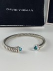 5MM  David Yurman Cable Classic Princess Bracelet with Blue Topaz & Diamonds