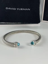 5MM  David Yurman Cable Classic Princess Bracelet with Blue Topaz & Diamonds