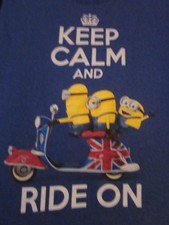 NWT - MINIONS "Keep Calm And Ride On" MOVIE Images Youth Size M Short Sleeve Tee