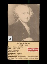 1992 LITTLE DEBBIE U.S PRESIDENTS #2 JOHN ADAMS