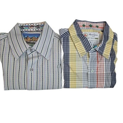 Bundle Of Two Robert Graham L/S Button Down Shirts Sz XL Flip Cuff