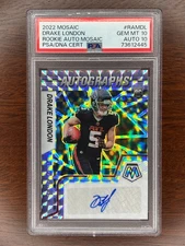 Drake London 2022 Panini Mosaic RC #RAM-DL Rookie Auto Mosaic PSA 10 / AUT0 10