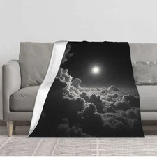 Cozy Flannel Blanket - Soft Warm and Durable with Elegant Cloud Pattern Design 