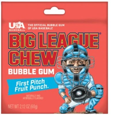 3x Big League Chew First Pitch Fruit Punch Chewing Gum Sweet Flavor Pack 2.12oz