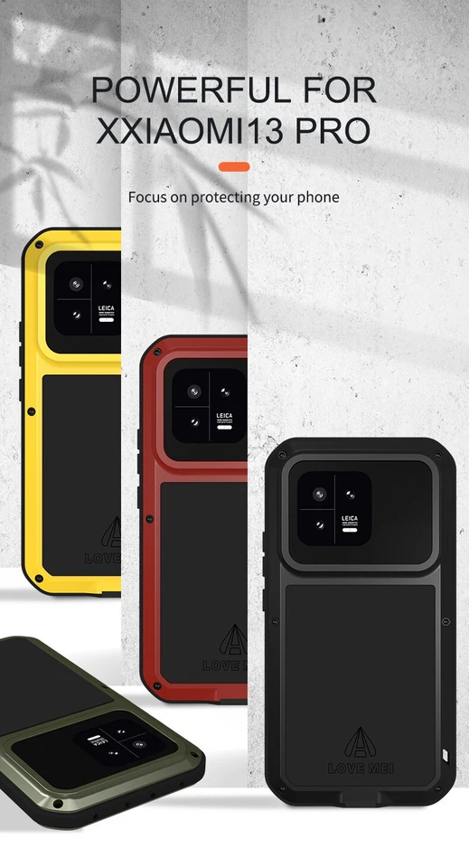 LOVE MEI 金属硅胶混合防震外壳 保护套 适合小米 Mi 15/13/ 14 Pro — 第 2/4 张图片