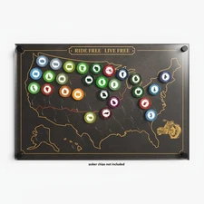 Ulitexto Poker Chip Display Case USA Map Wall-Mount Frame Holds 50 Chips Acrylic