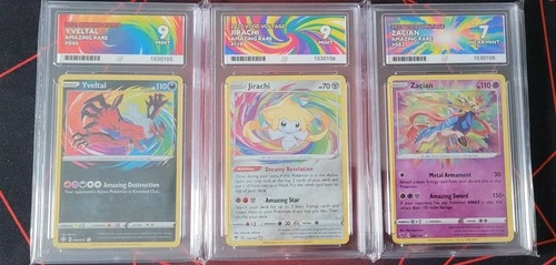 3 x Amazing Rares ACE Graded - Yveltal / Jirachi / Zacian - 2 ACE 9 / 1 ACE 7