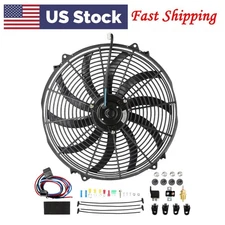 16"Electric Radiator Cooling Fan High 3000CFM Wiring Thermostat Relay Switch Kit