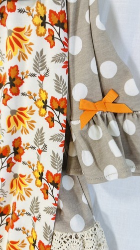Rare Editions 6 Top & Pants Girls Gray Thanksgiving, Pumpkin Ruffles NWT $40 - Picture 8 of 10