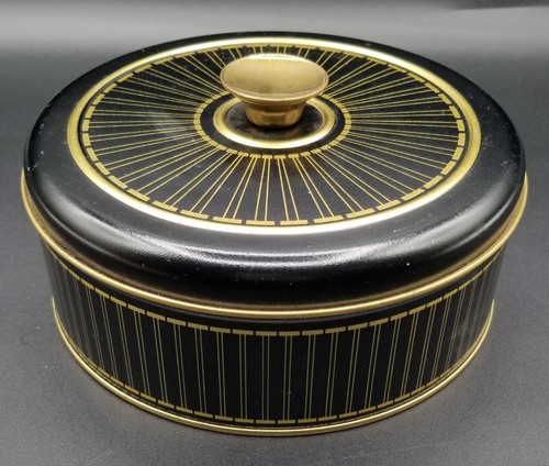Vintage Guildcraft New York MCM Dose Midcentury Modern Schwarz & Gold 60er Jahre